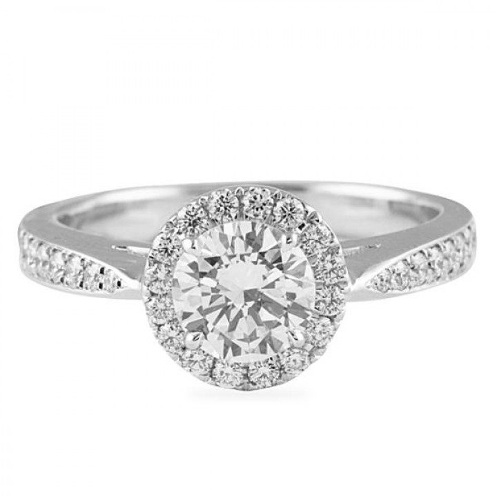 .73 carat Round Diamond Tapered Band Engagement Ring
