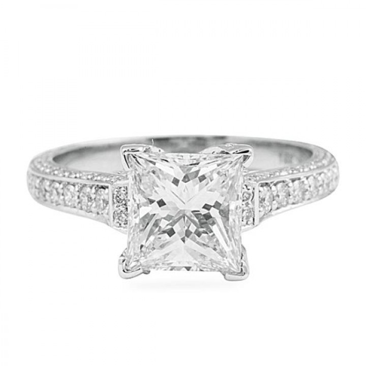 2.00 ct Princess Cut Diamond 18K White Gold Engagement Ring