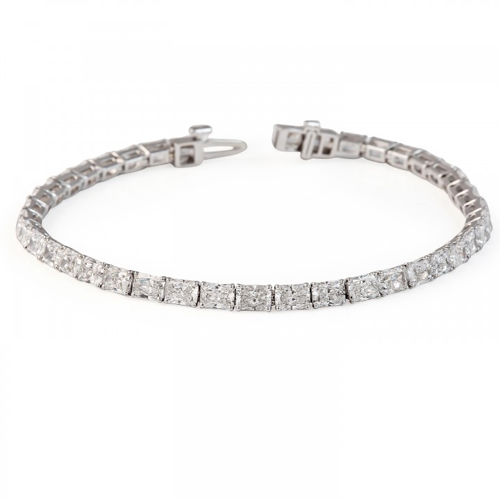 9.3 carat Radiant Cut Lab Diamond East-West Tennis Bracelet flat