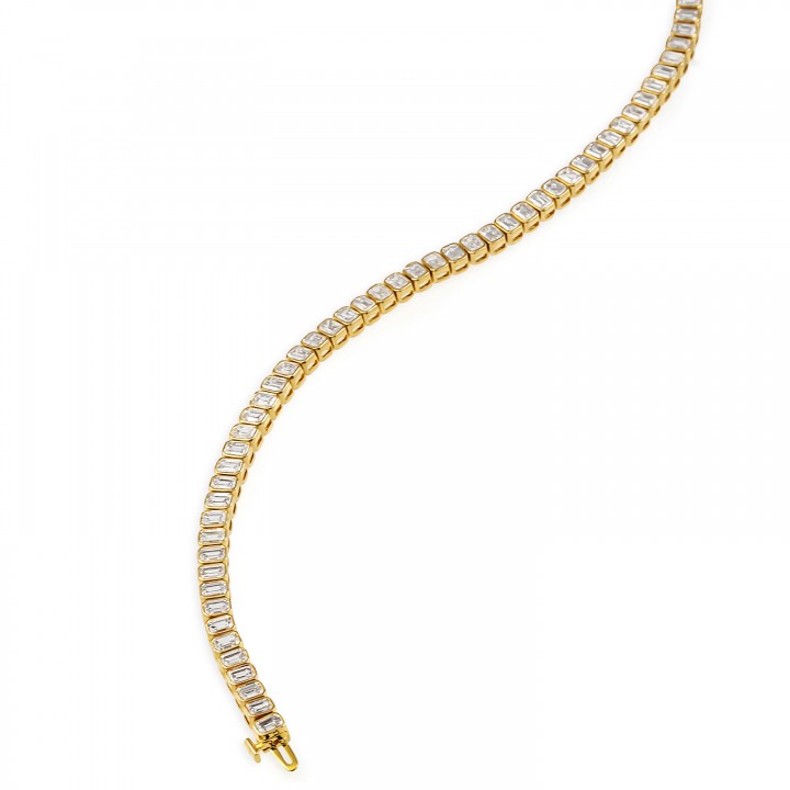 5.5 carat Bezel Set Emerald Cut Lab Diamond Tennis Bracelet white gold