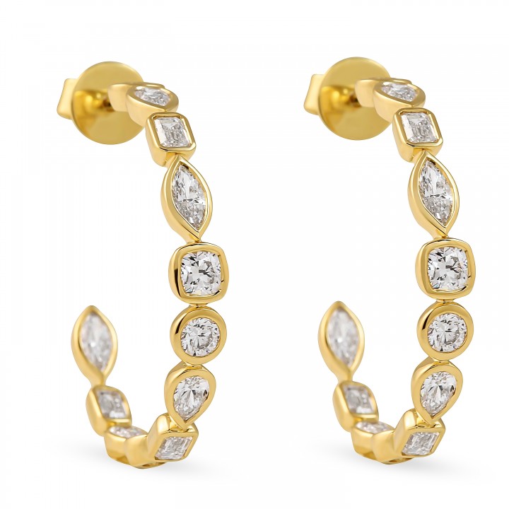 Mixed Shape Lab Diamond Hoop Earrings front