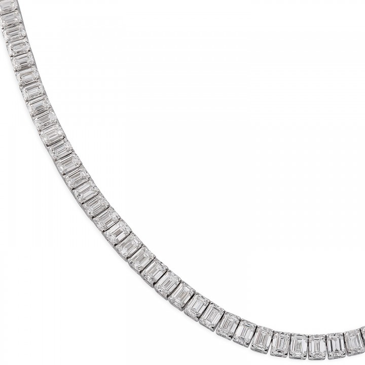 17 carat TW Emerald Cut Lab Diamond Tennis Necklace