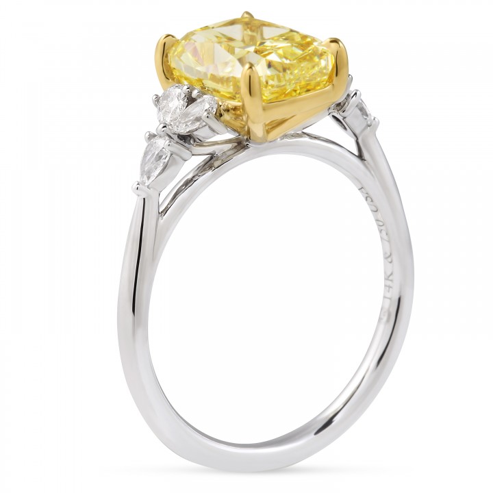 3.32 carat Cushion Yellow Diamond Seven-Stone Ring flat