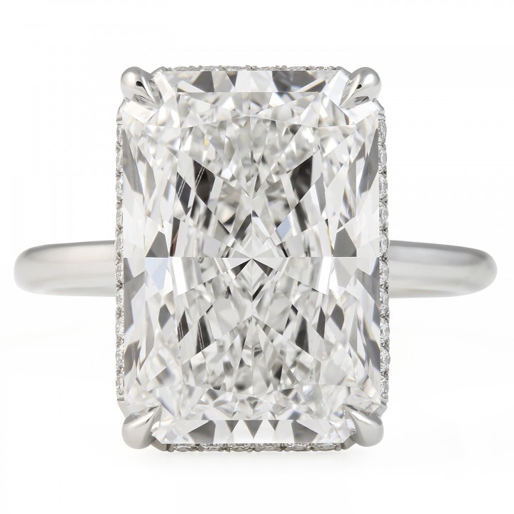 8.25 carat Radiant Cut Lab Diamond Solitaire Ring flat