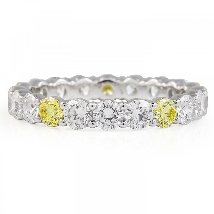 2.2 carat Round Lab Colorless and Yellow Diamond Eternity Band flat