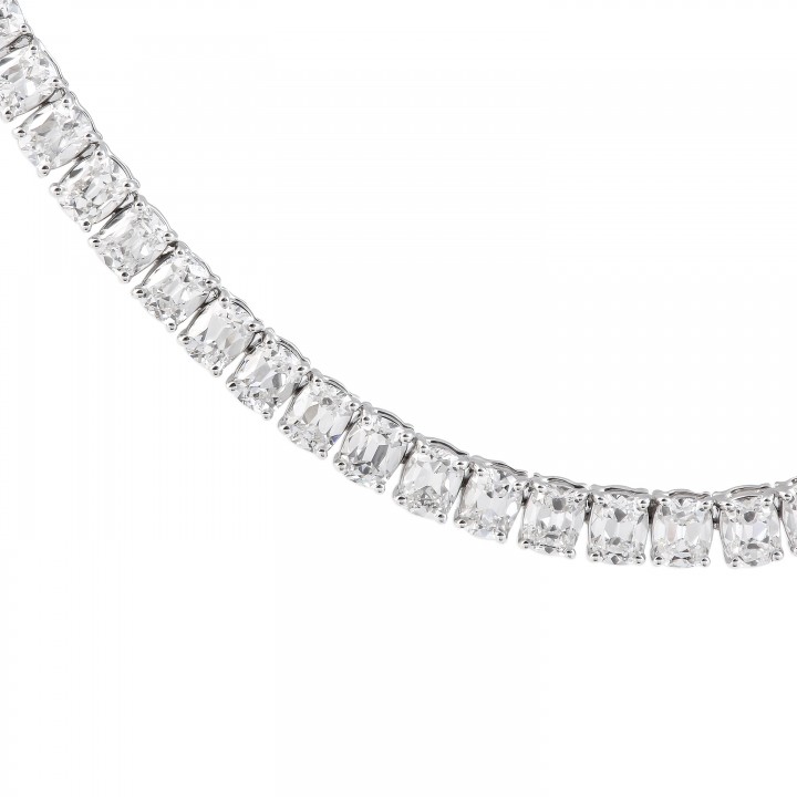 13.65 carat Antique Cushion Lab Diamond Tennis Necklace