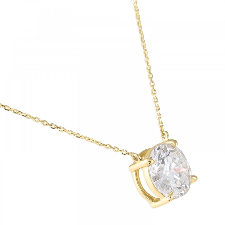 3 carat Round Lab Diamond Solitaire Pendant front