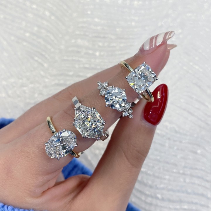 2.60 carat Radiant Cut Diamond Three-Stone Engagement Ring
