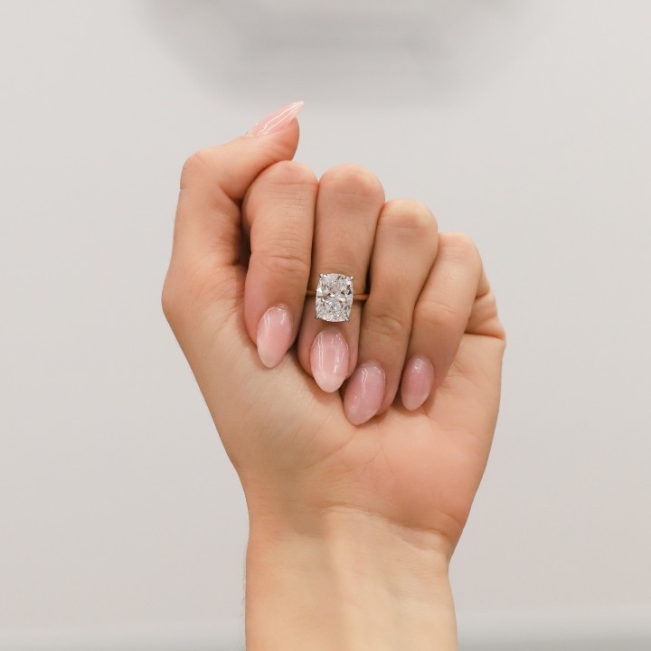 5.03 carat Cushion Cut Diamond Invisible Gallery™ Ring flat