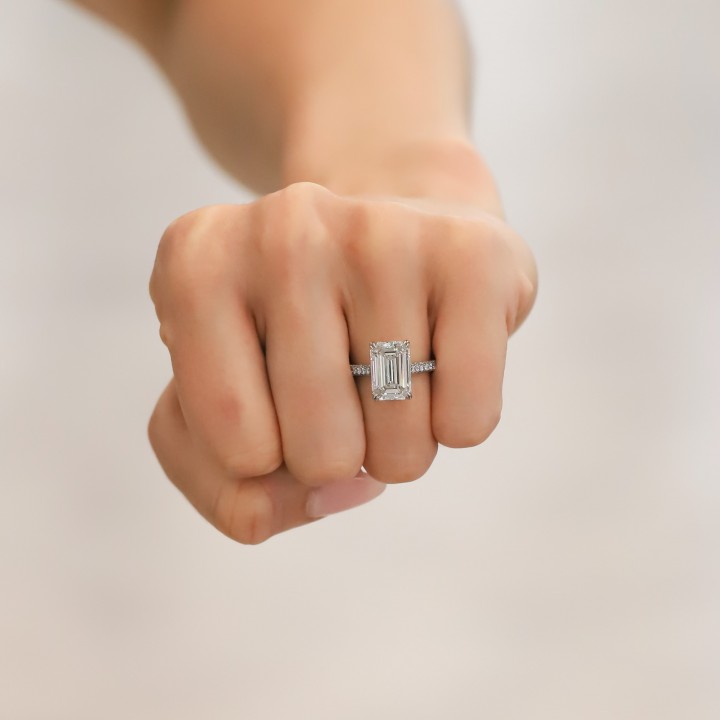 4.68 carat Emerald Cut Diamond Engagement Ring flat