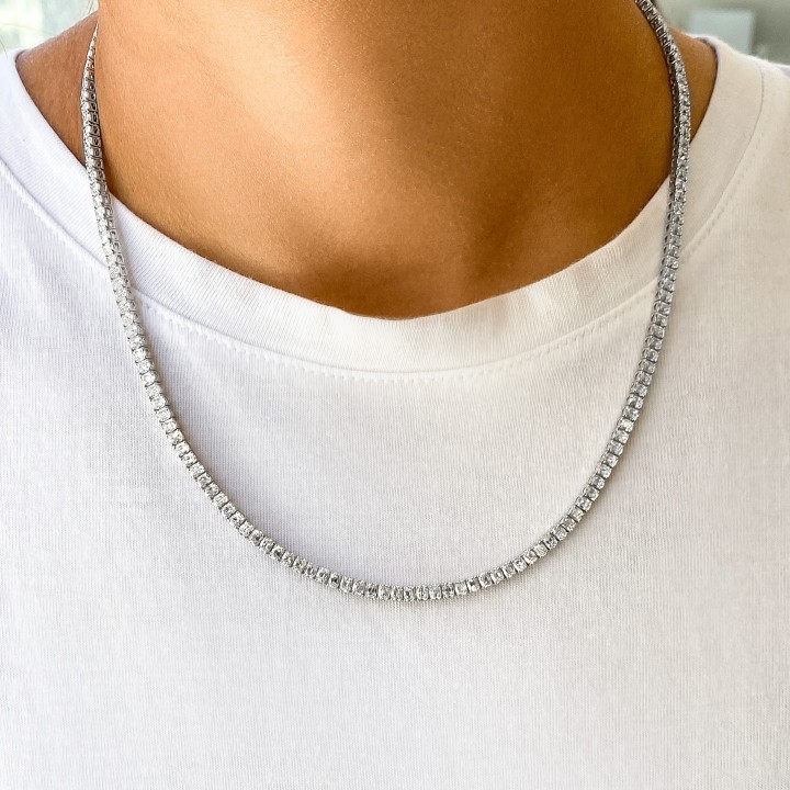 13.65 carat Antique Cushion Lab Diamond Tennis Necklace