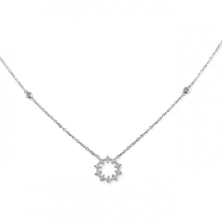Open Circle Starburst Diamond Pendant close up