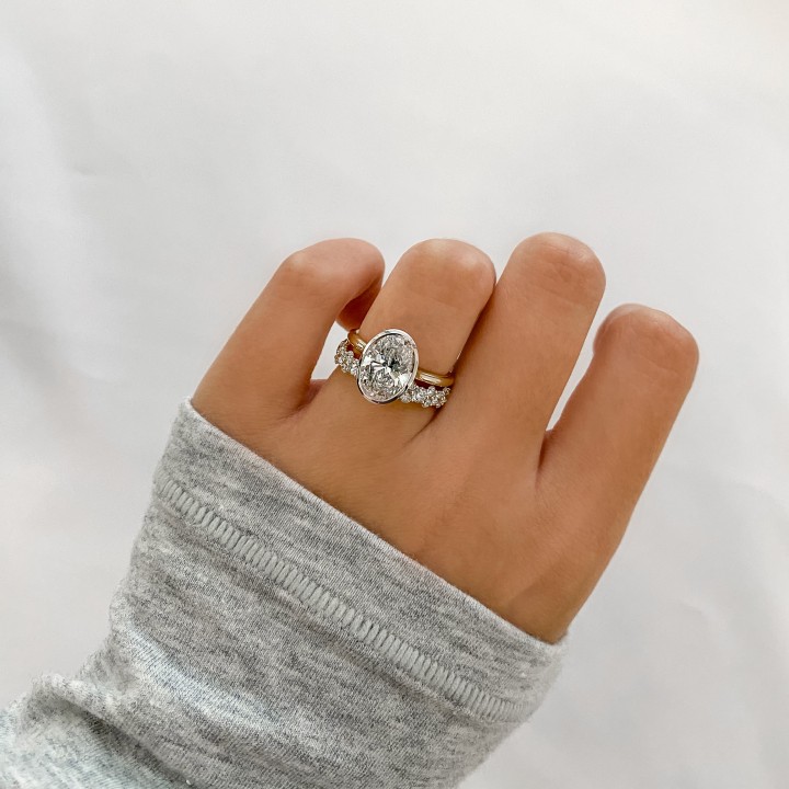 Oval Lab Diamond Bezel Set Ring