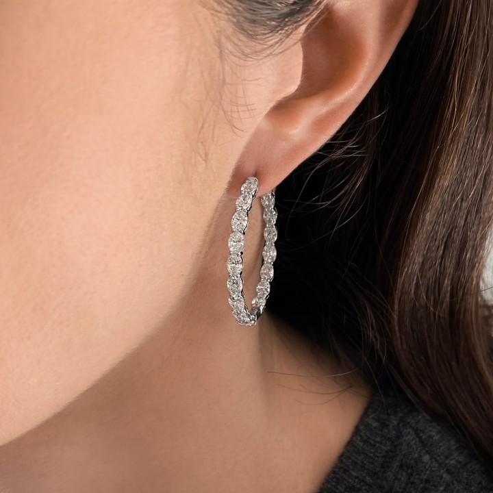 7.5 carat Oval Lab Diamond In-Out Hoop Earrings