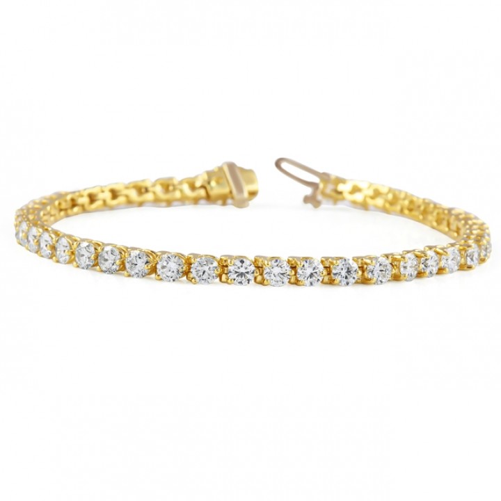 5.80 carat Lab Grown Diamond Yellow Gold Tennis Bracelet flat