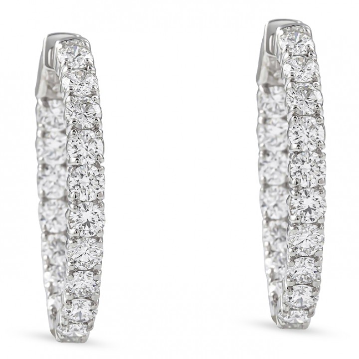 Round Lab Diamond Elongated In & Out Hoop Earring