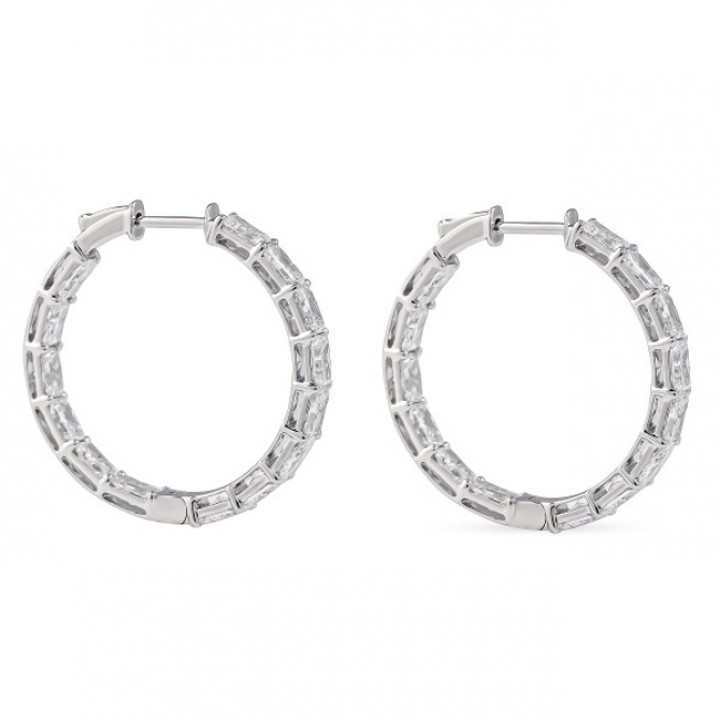 6.1 carat Radiant Lab Diamond In-Out Hoop Earrings