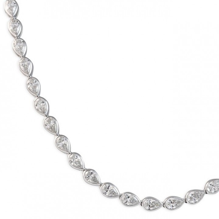 11.9 carat Pear Shape Lab Diamond East-West Bezel Tennis Necklace