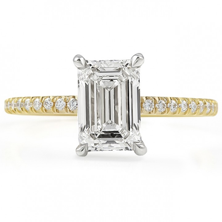 1.52ct Emerald Cut Lab Diamond Super Slim Engagement Ring top