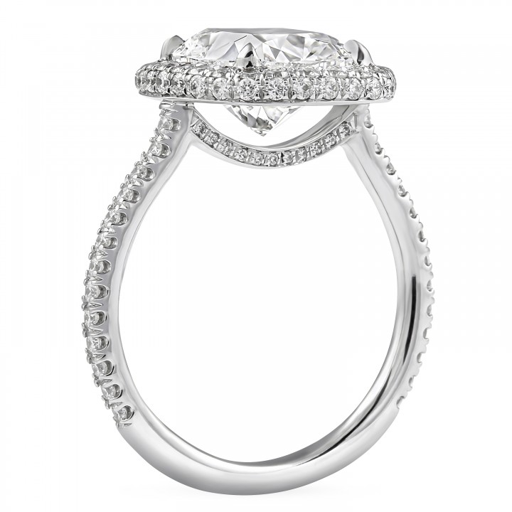 3.08 carat Cushion Cut Lab Diamond Double Edge Halo Ring gallery