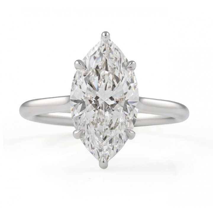 3.02 carat Marquise Lab Diamond Solitaire Engagement Ring flat