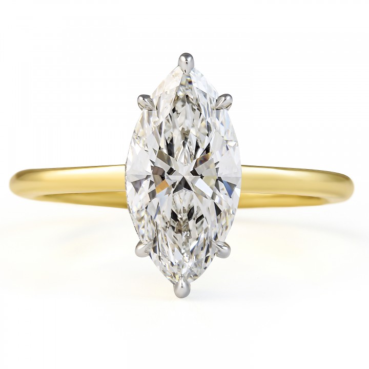 1.82 carat Marquise Shape Lab Diamond Solitaire Ring flat