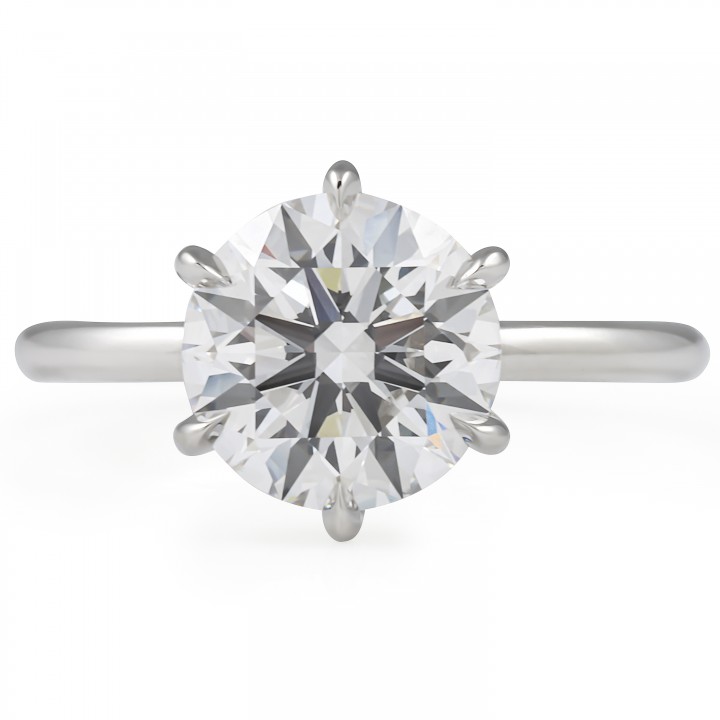 2.54 carat Round Lab Diamond Six Prong Solitaire Ring flat