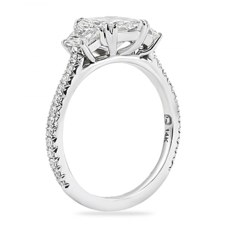 1.52ct Radiant Cut Diamond Three-Stone Engagement Ring flat