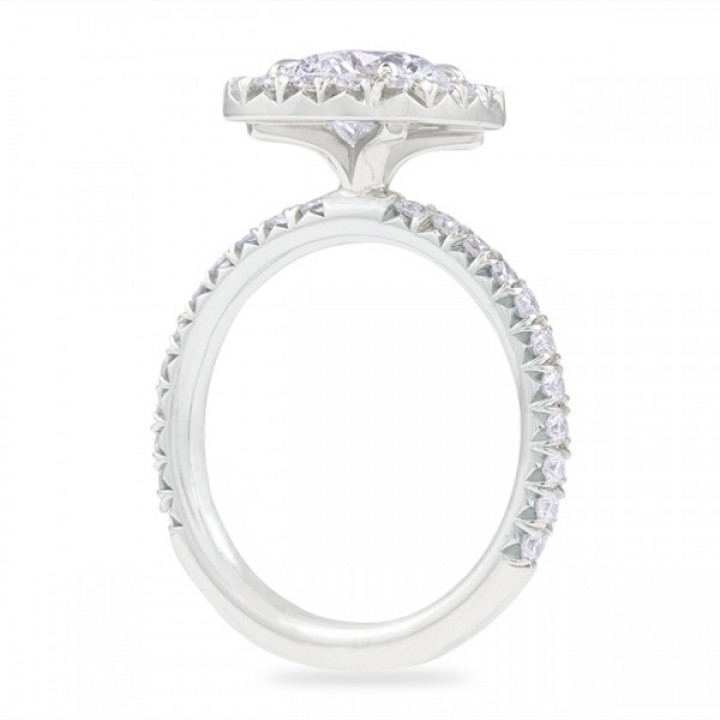 1.51ct Round Diamond in Cushion Halo Engagement Ring top