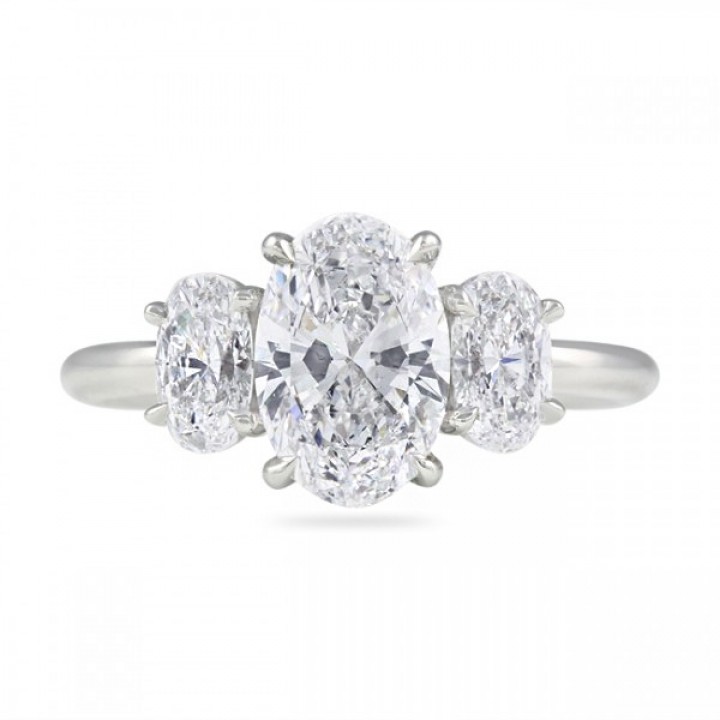 1.41 carat Oval Diamond Three-Stone Engagement Ring flat
