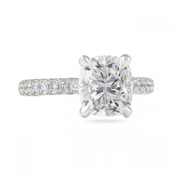 Cushion Moissanite Three-Row Band Engagement Ring