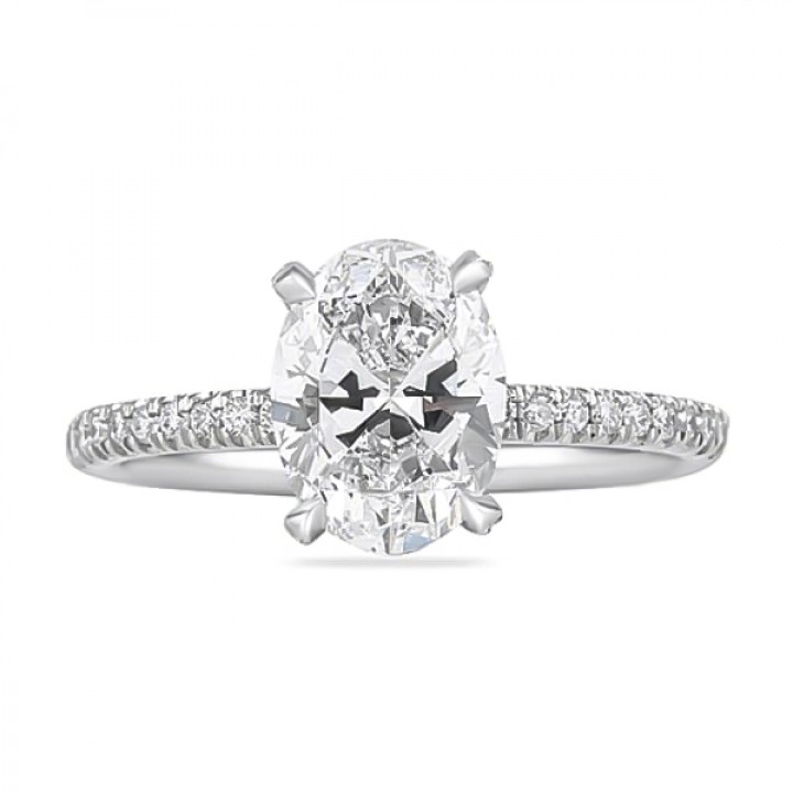 2.51ct Oval Diamond Fully Encrusted Basket Engagement Ring flat