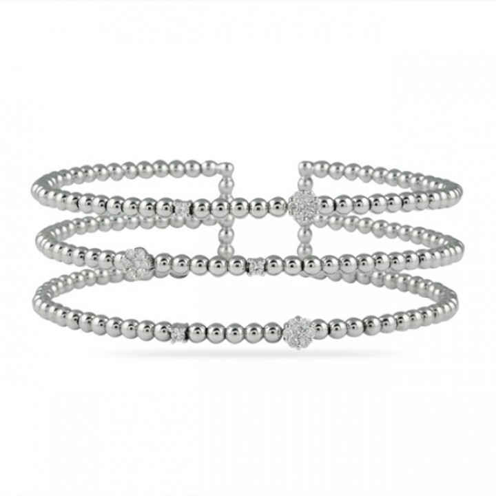 OPEN WORK DESIGN CUFF BRACELET IN WHITE GOLD