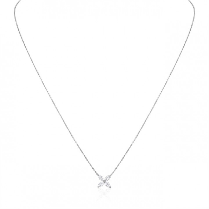 Diamond Flower Necklace white gold