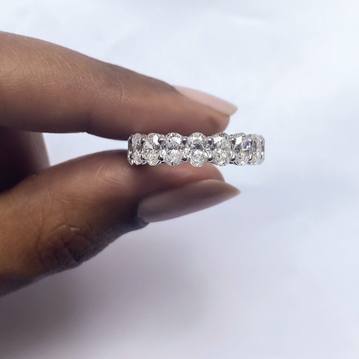 5.5 ct Oval Diamond Eternity Band flat