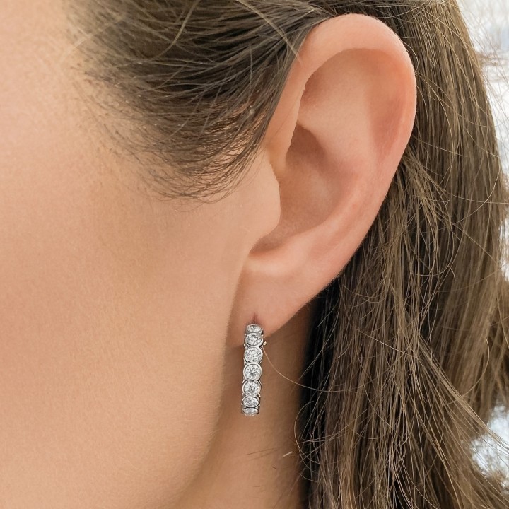 2.7 carat Round Lab Diamond Bezel Hoop Earrings wg
