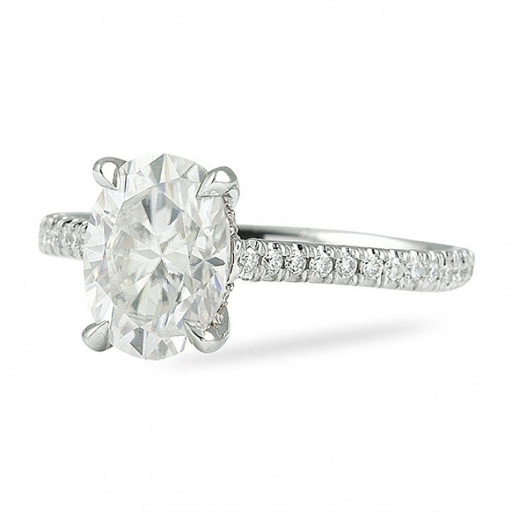Oval Moissanite Cathedral Band Engagement Ring