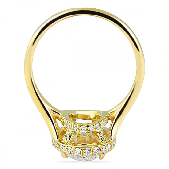 2.50 Carat Oval Diamond Yellow Gold Engagement Ring flat