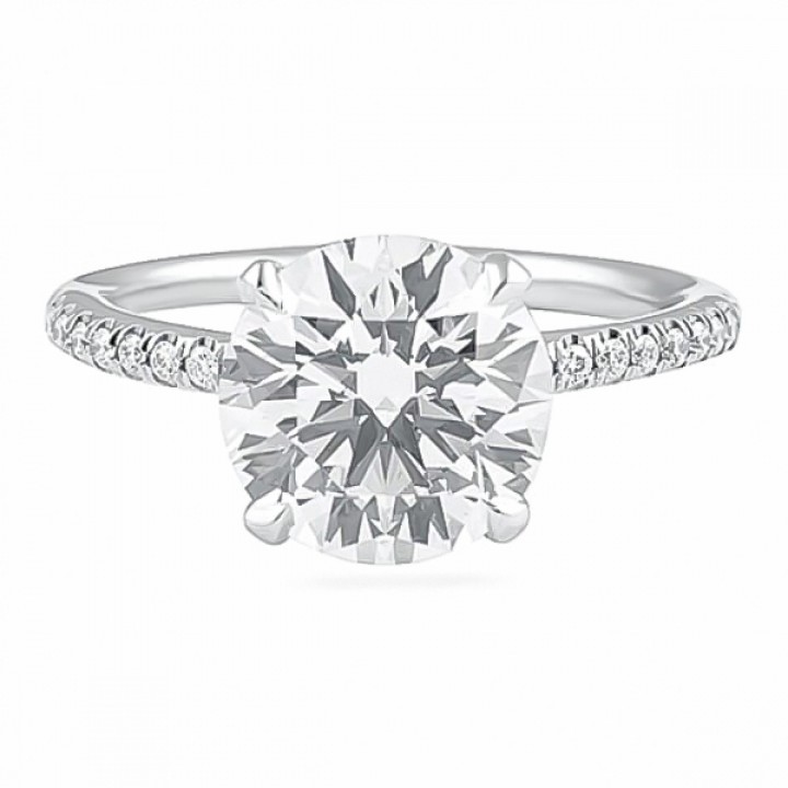 3.04 Carat Platinum Round Diamond Engagement Ring flat