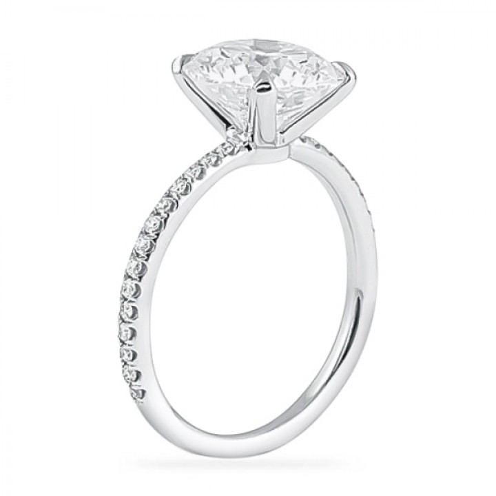 3.04 Carat Platinum Round Diamond Engagement Ring flat