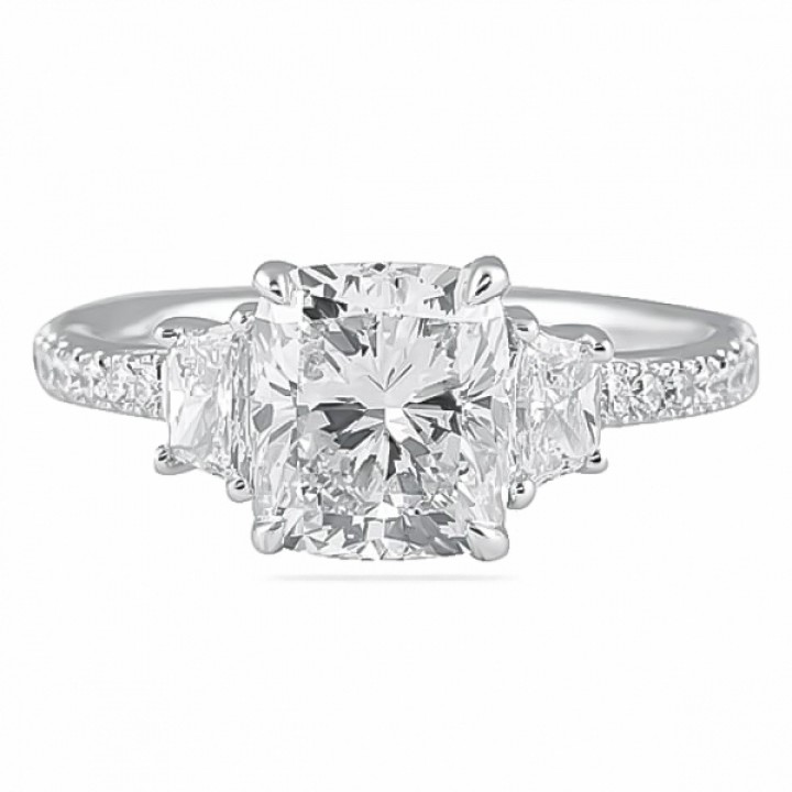 2.40 Carat Cushion Platinum Engagement Ring flat