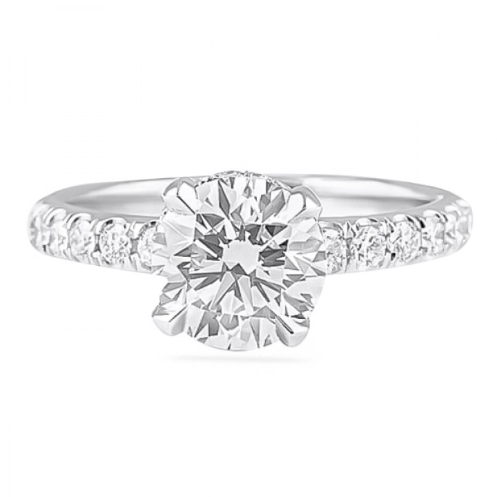 1.71 Carat Round Diamond Thicker Band Engagement Ring flat