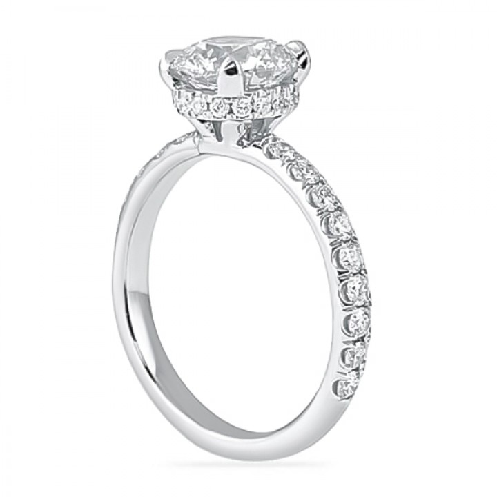 1.71 Carat Round Diamond Thicker Band Engagement Ring flat