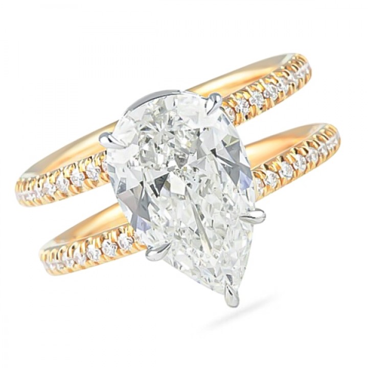 2.60ct Pear Shape Two-Tone Split Band Engagement Ring angle