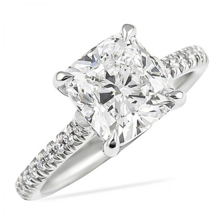 2.25ct Cushion Cut Diamond Cathedral Engagement Ring top
