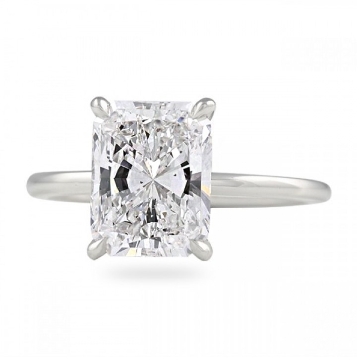 3.00ct Radiant Cut Diamond Super Slim Band Solitaire Ring