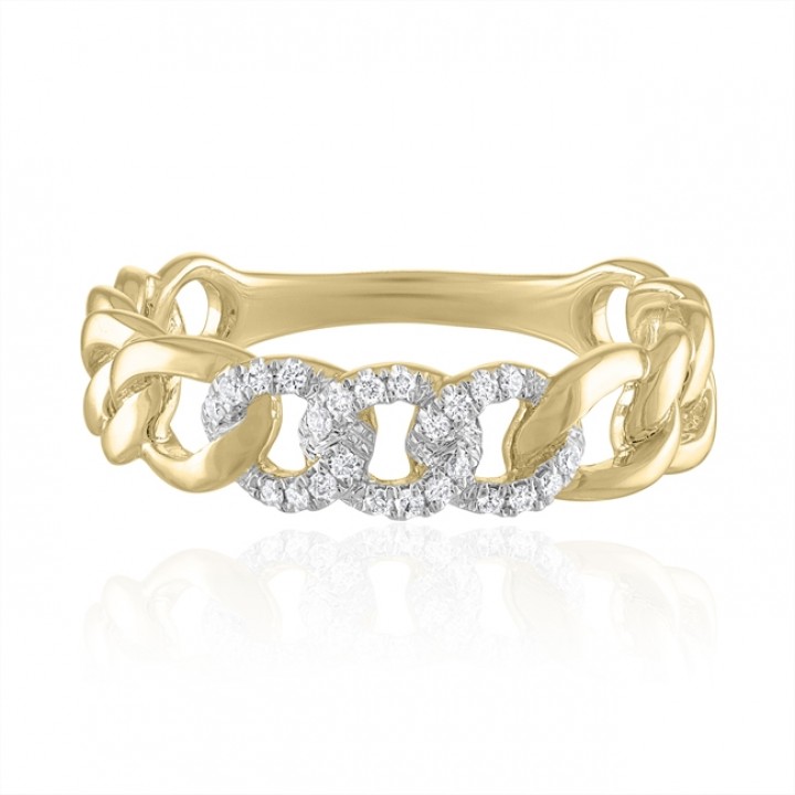 Triple Pave Chain Link Ring flat