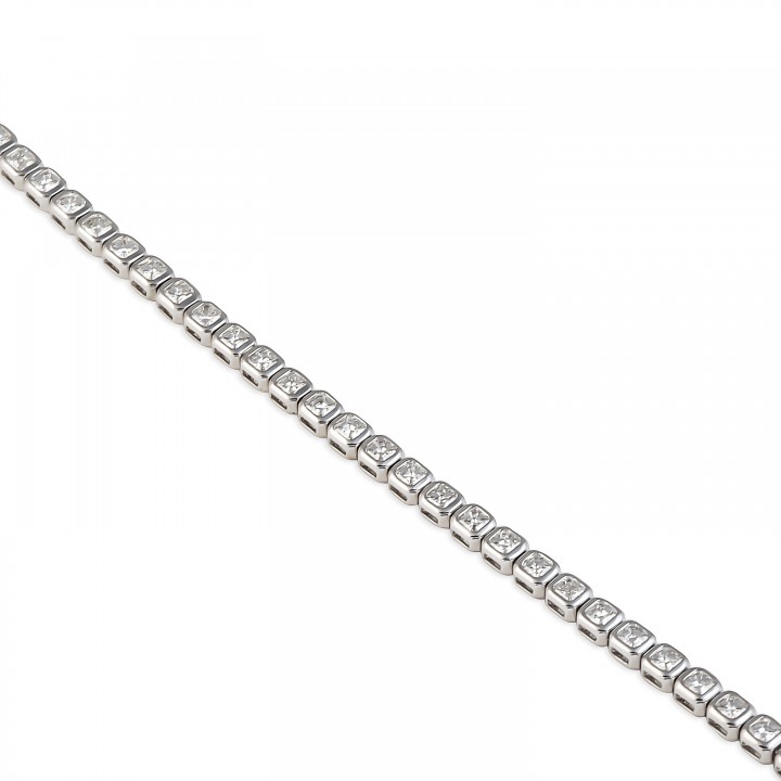 3.47 carat Bezel Set Asscher Diamond Tennis Bracelet round