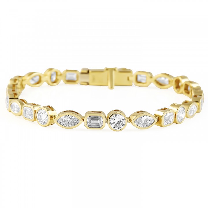 10.42 carat Multi Shape Bezel Tennis Bracelet closed