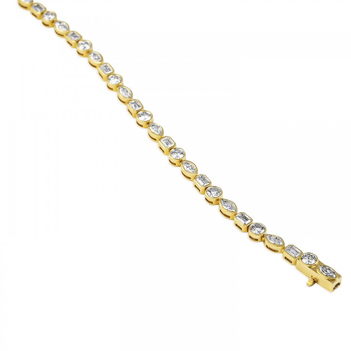 10.42 carat Multi Shape Bezel Tennis Bracelet closed
